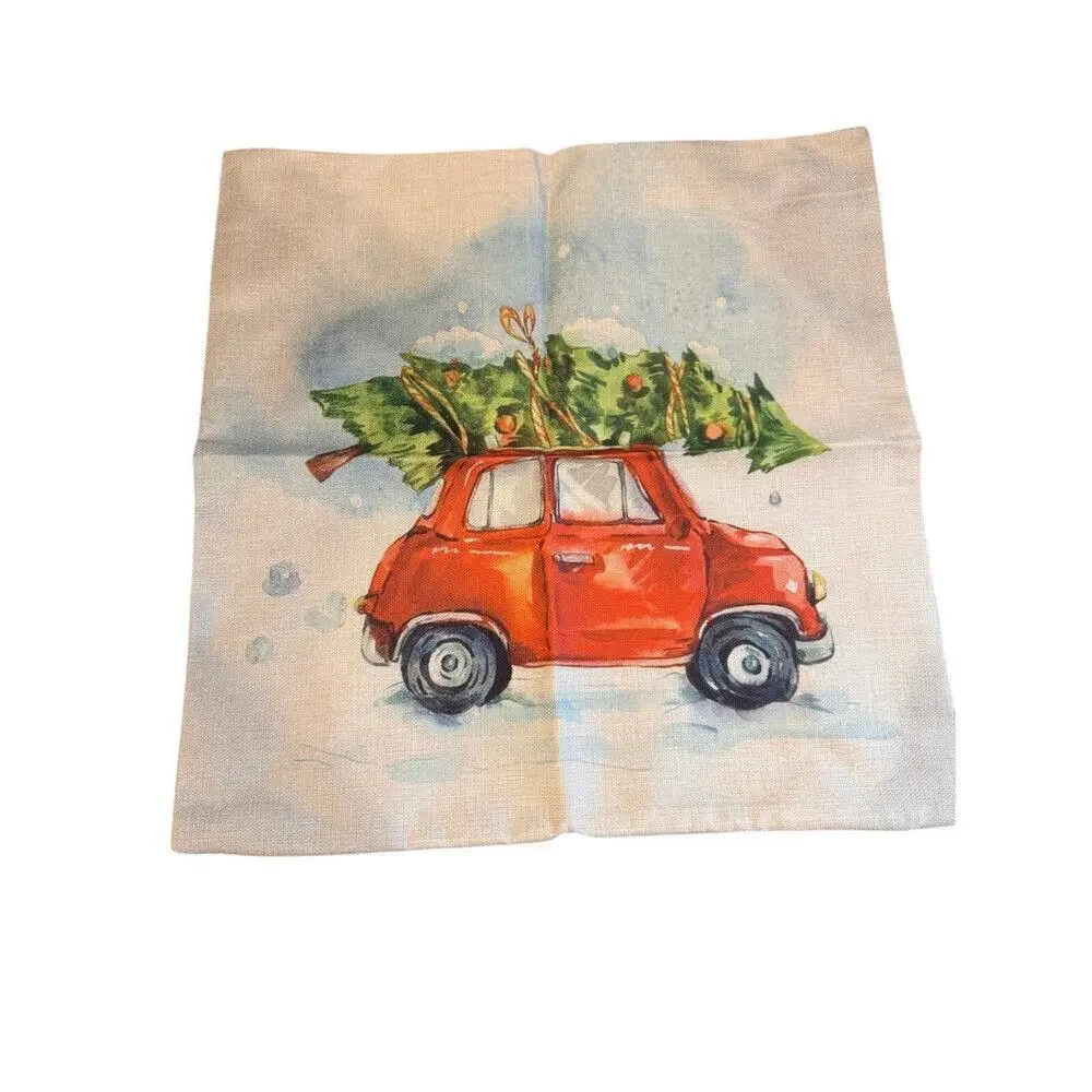 Christmas Car Throw Pillow Cover – 17x17 - New